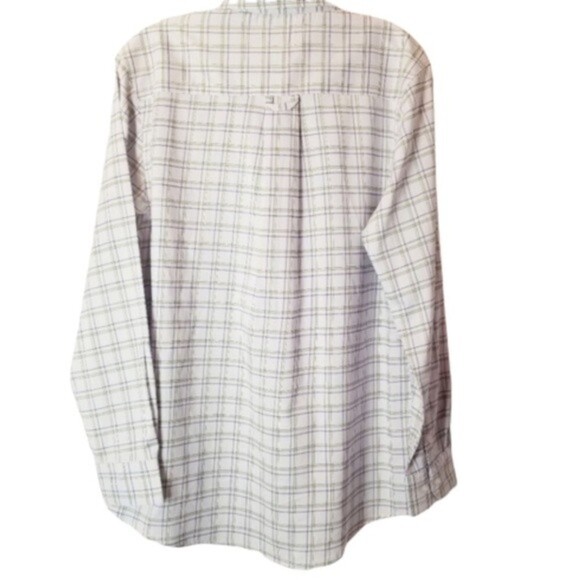 Haggar Tuckless Moisture Wicking Slim Fit White Plaid Shirt Size Medium - Picture 4 of 8